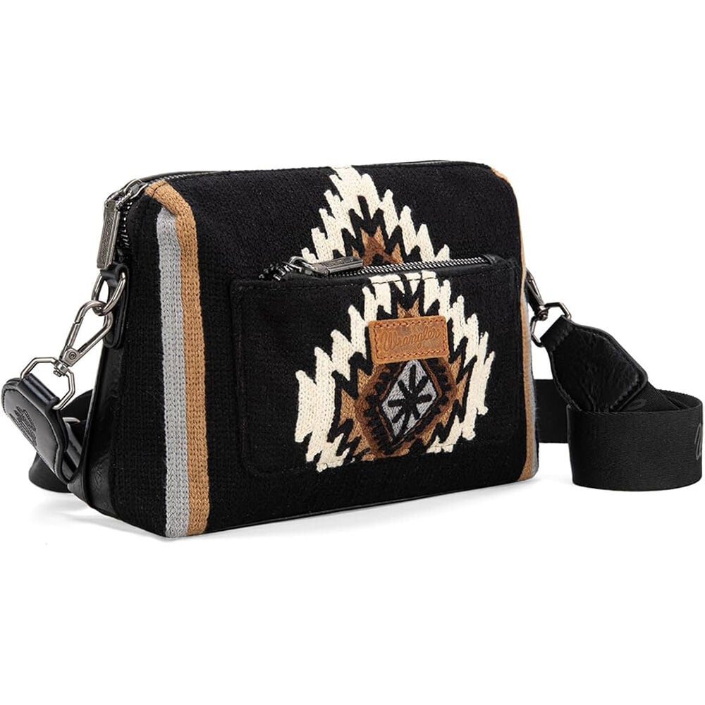 image of Women's Purse- Aztec Crossbody Bags with Guitar Strap, Black