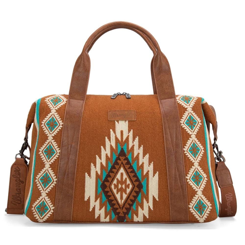 image of Women's Southwestern Print Duffle Bag, Brown