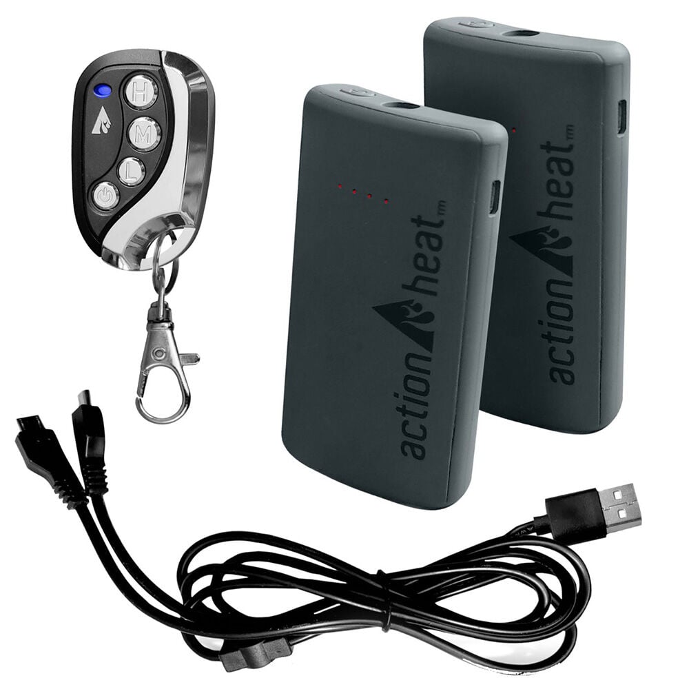 image of 3.7V Rechargeable Battery Kit for Socks (2 battery, 1 charger), Black