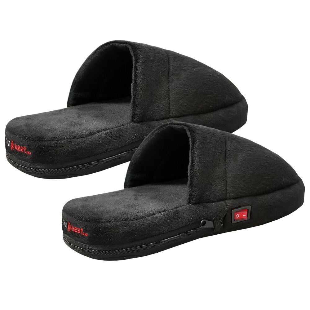 image of AA Battery Heated Slippers- Black