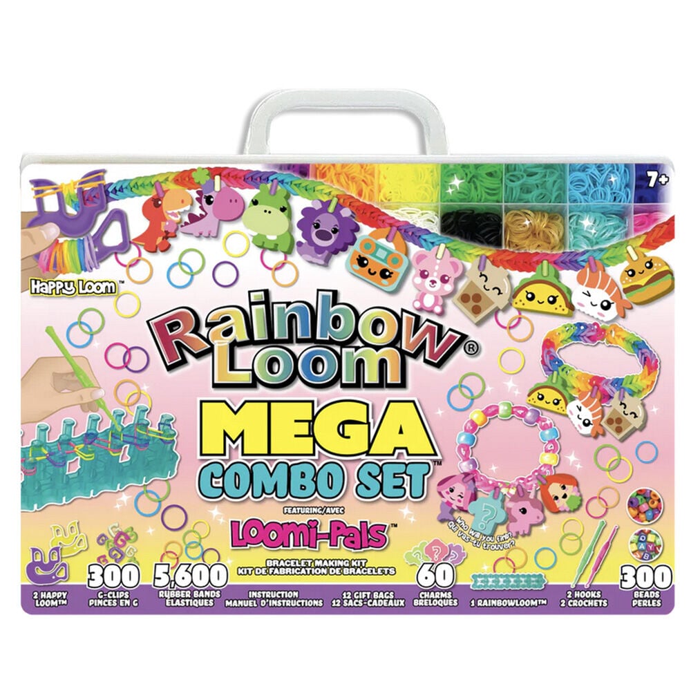 image of Toy Bracelet and Beads- Loomi-Pals, Rainbow Loom MEGA Combo Set
