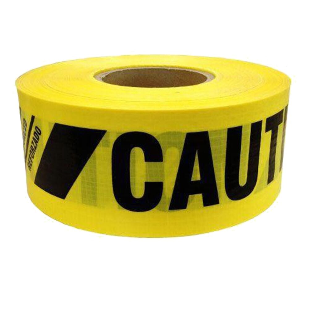 image of Reinforced Yellow Caution Barricade Tape, 3 in x 300 ft