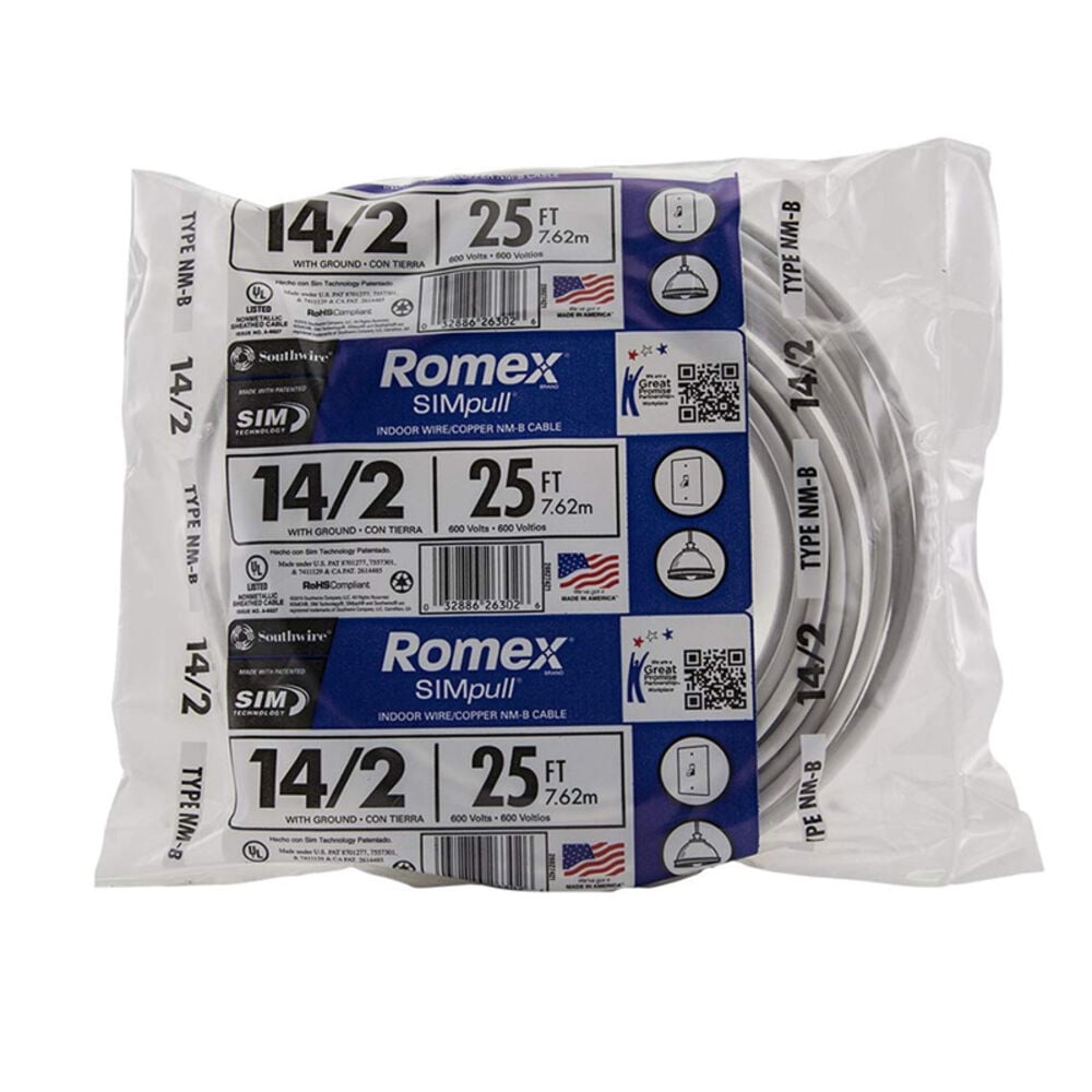 image of 25-ft 14/2 ROMEX Residential Indoor Electrical Wire