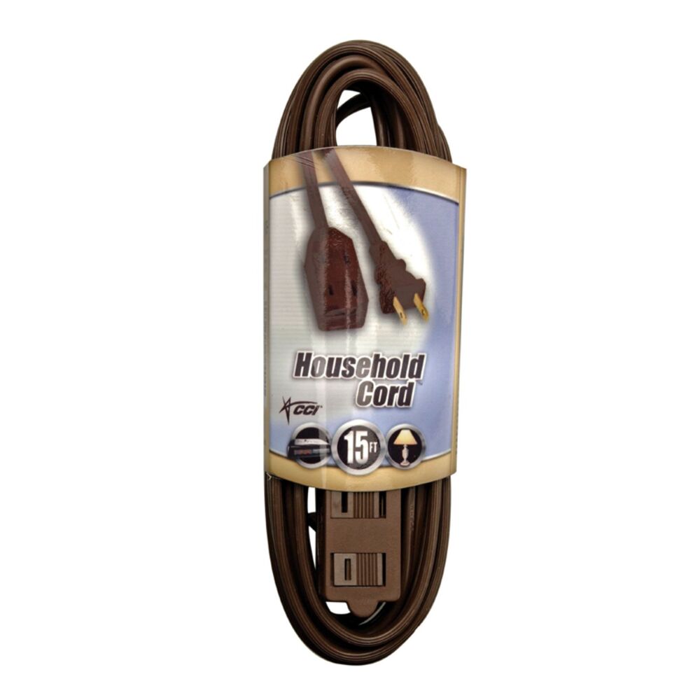 image of Extension Cord, Brown, 16/2, 15 ft