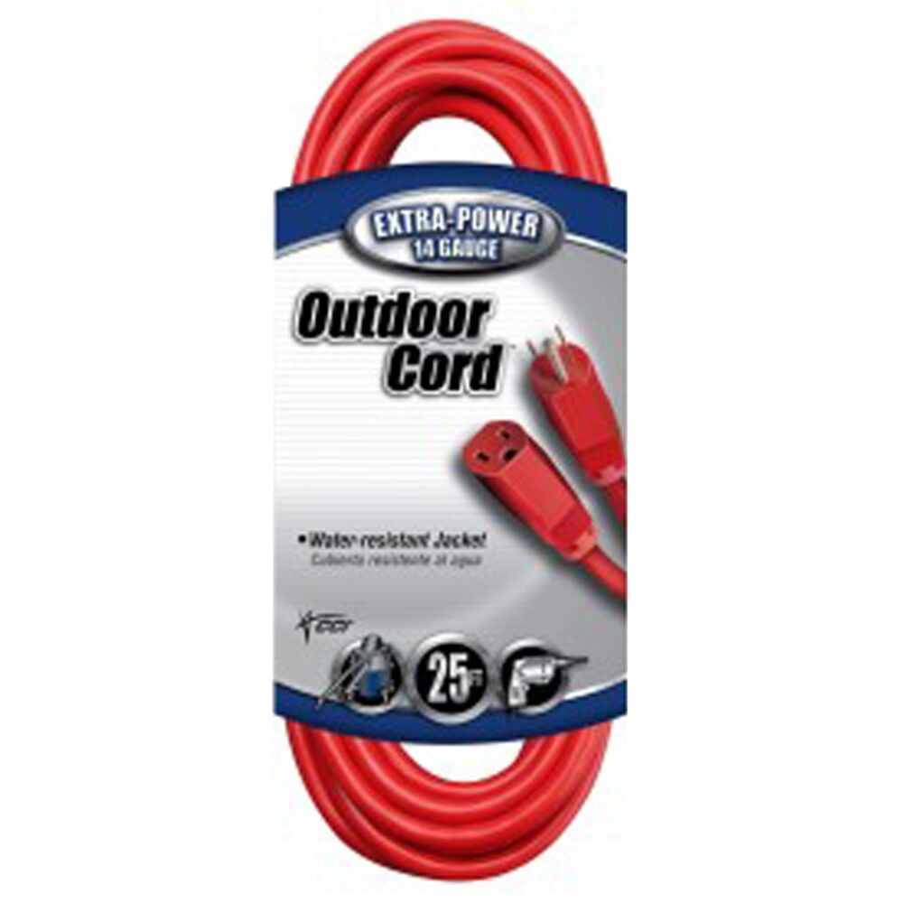 image of Extension Cord, Red, 14/3, 25 ft