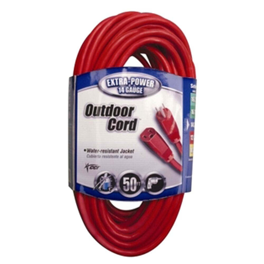 image of Extension Cord, Red, 14/3, 50 ft