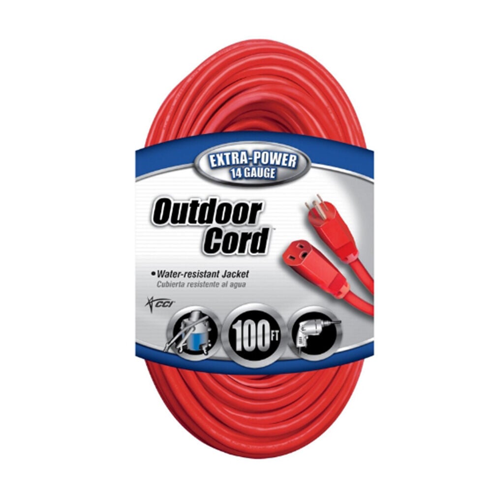 image of Extension Cord, Red, 14/3, 100 ft