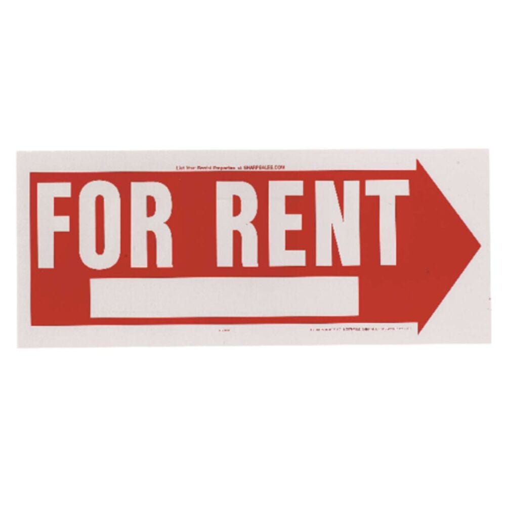 image of English For Rent Sign Plastic 10 in. H x 24 in. W