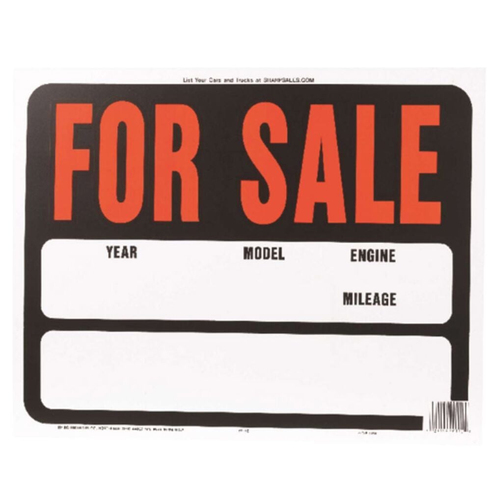 image of English Auto for Sale Sign Plastic 15 in. H x 19 in. W