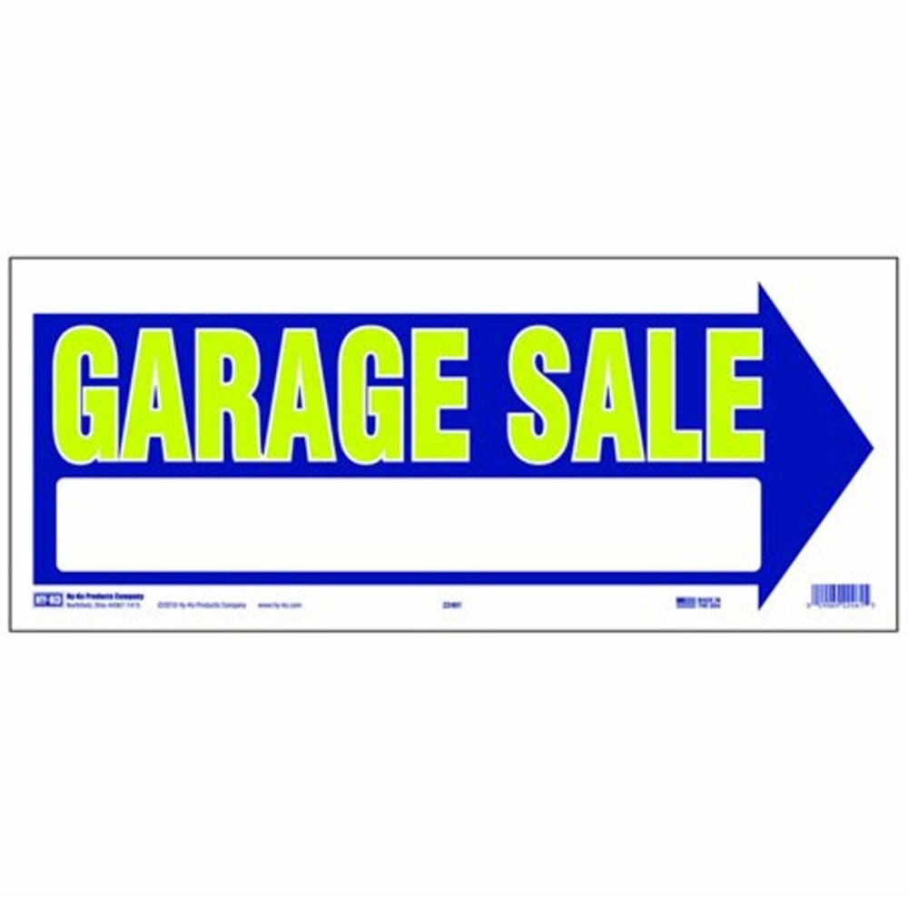 image of English Garage Sale Sign Plastic 8.25 in. H x 19 in. W