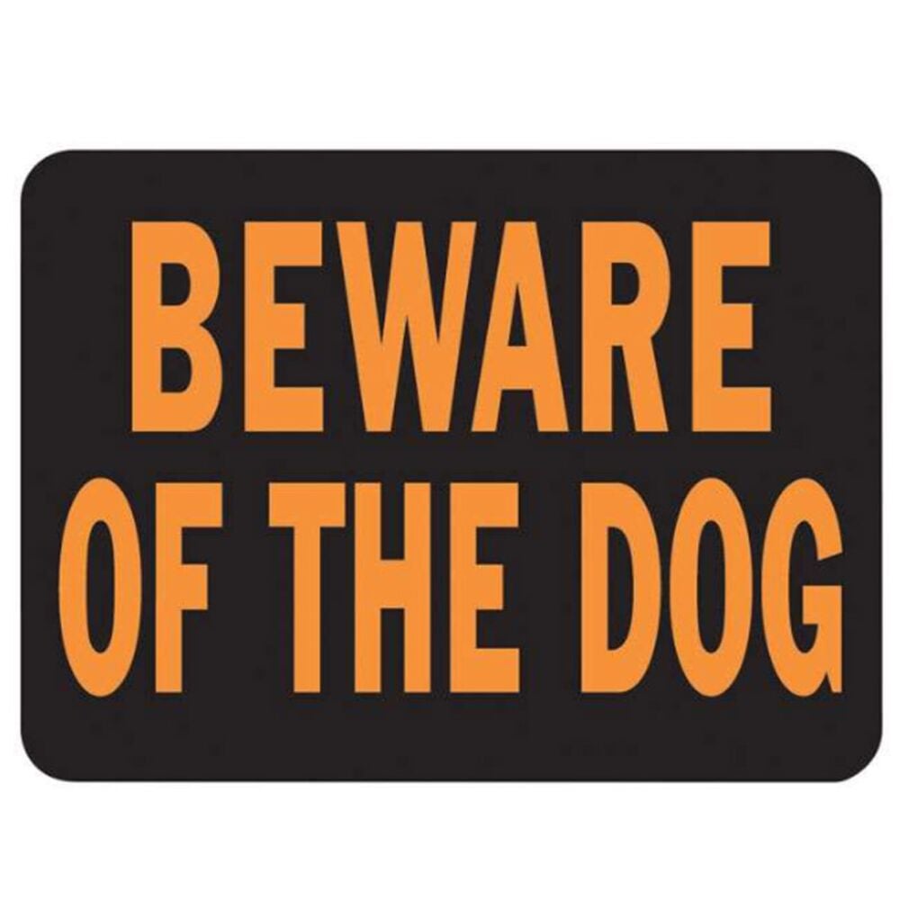 image of English Beware of Dog Sign Plastic 9 in. H x 12 in. W