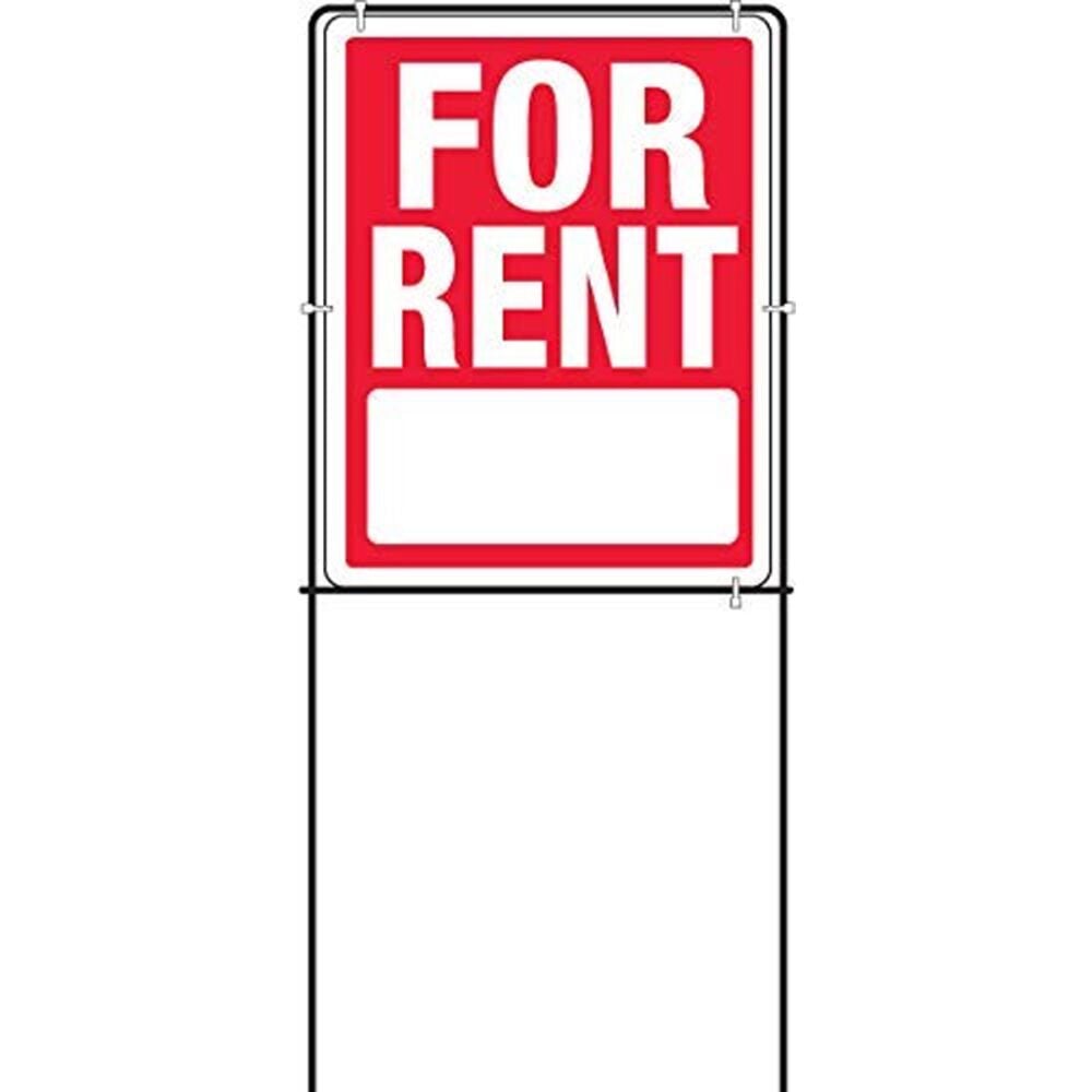 image of SIY-213 for Rent Sign w/Frame, 15-Inch x18-Inch, White/Red