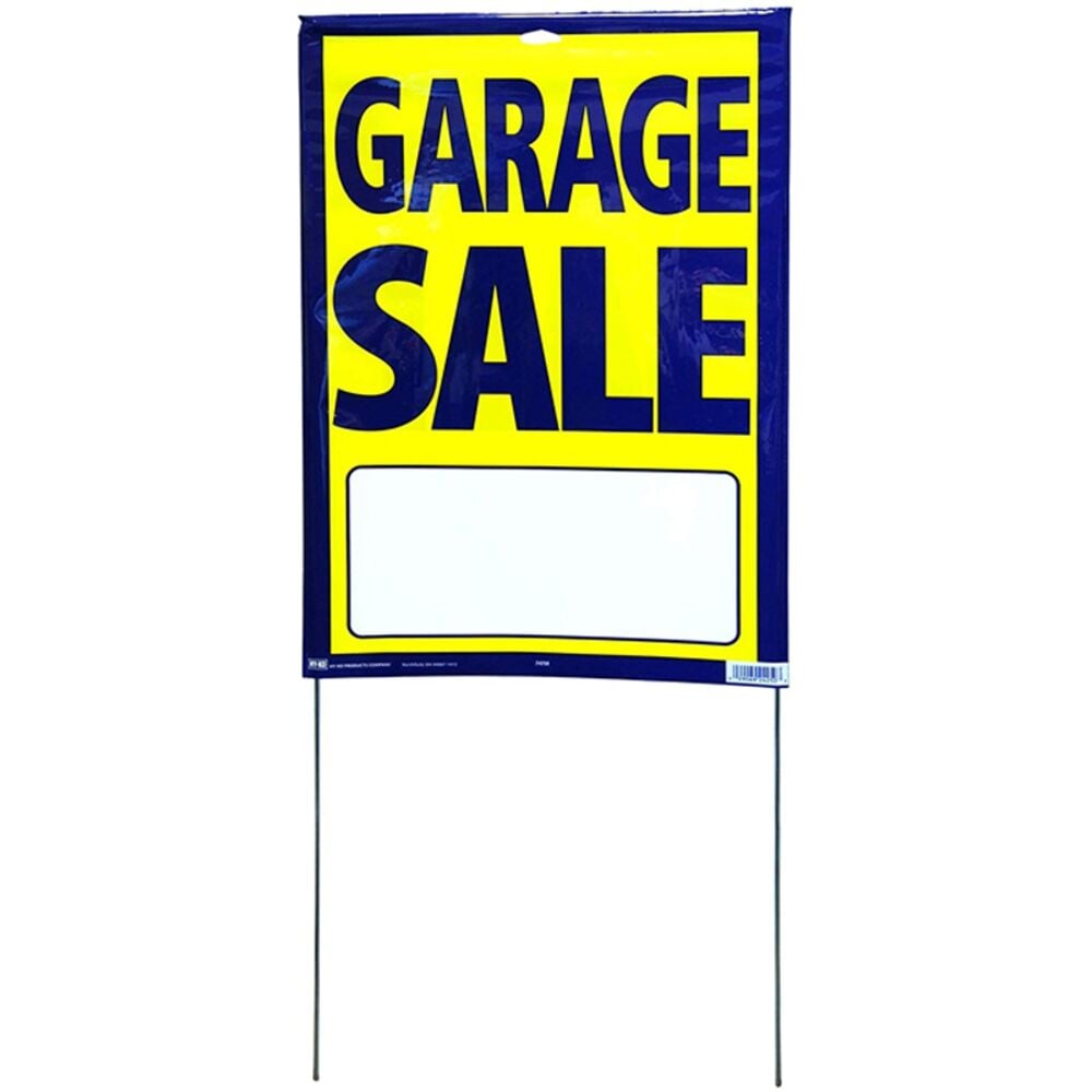 image of 24250 Garage Sale Bag Sign with Frame, 13-Inch x 29-Inch, Blue/Yellow
