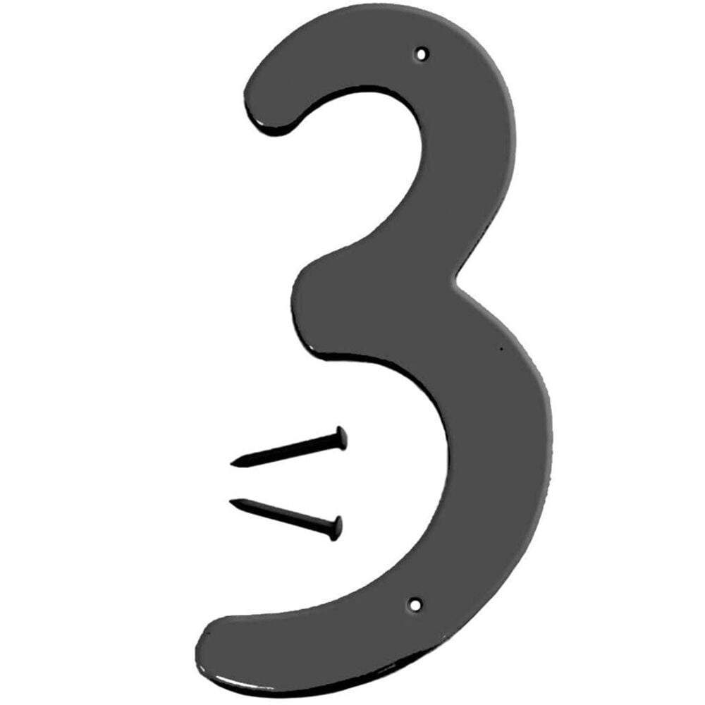image of BK-40/3 Metal House Number 3 (THREE), 4-Inch High, Black