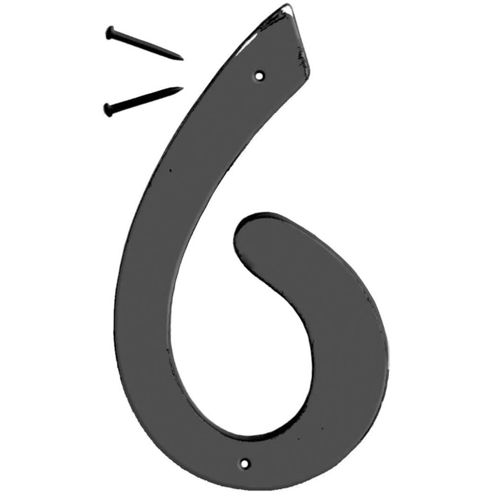 image of BK-40/6 Metal House Number 6 (SIX), 4-Inch High, Black