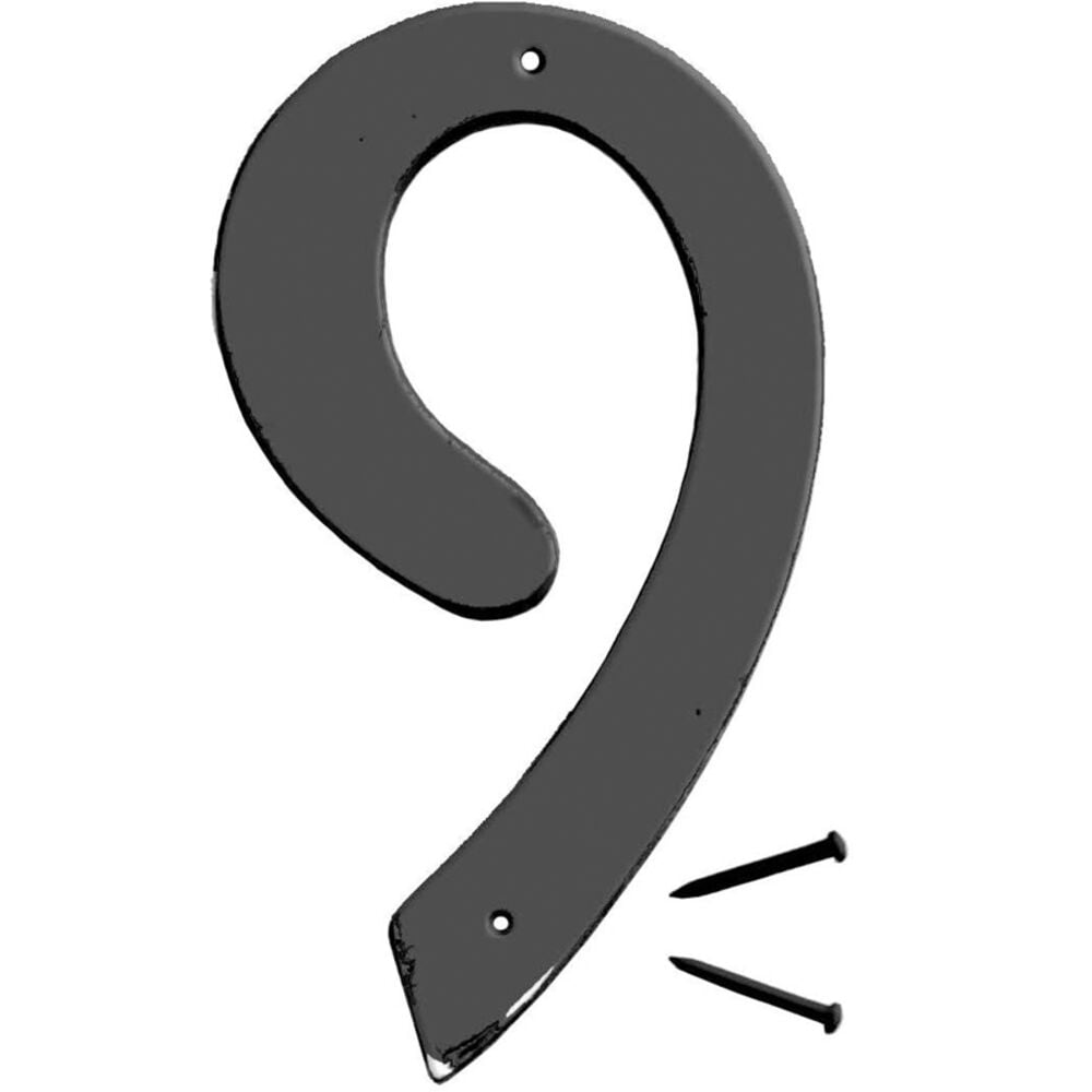 image of BK-40/9 Metal House Number 9 (NINE), 4-Inch High, Black