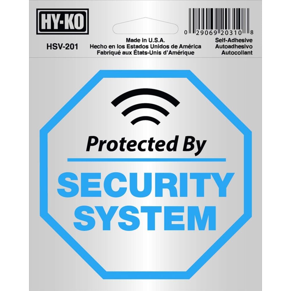 image of HSV-201 Security System Self Adhesive Vinyl Graphic, 6-Inch x 4-Inch, Blue/Black/Silver