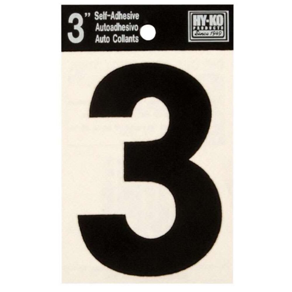 image of Black Vinyl Number 3 Self-Adhesive 