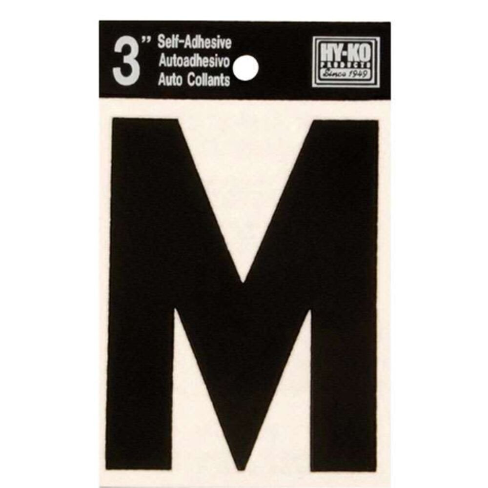 image of Black Vinyl Letter M Self-Adhesive 