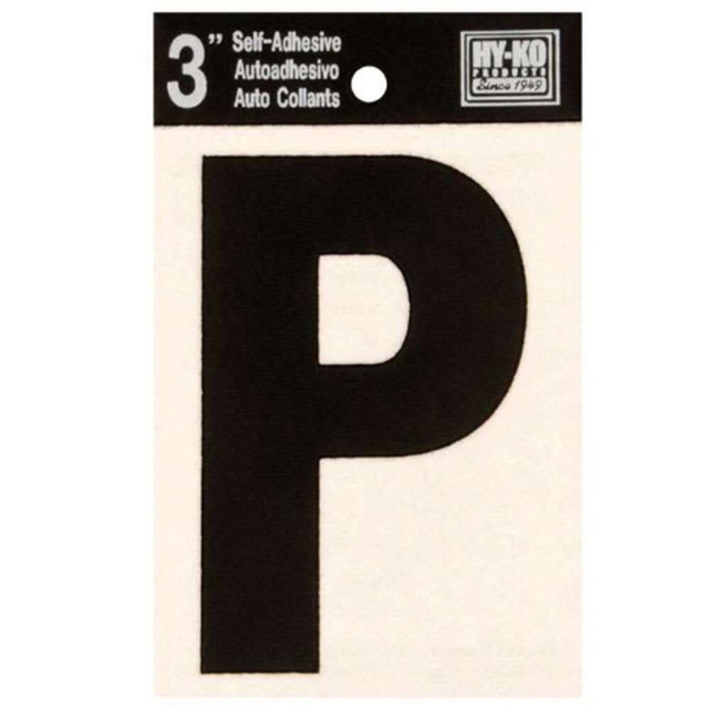 image of Black Vinyl Letter P Self-Adhesive 