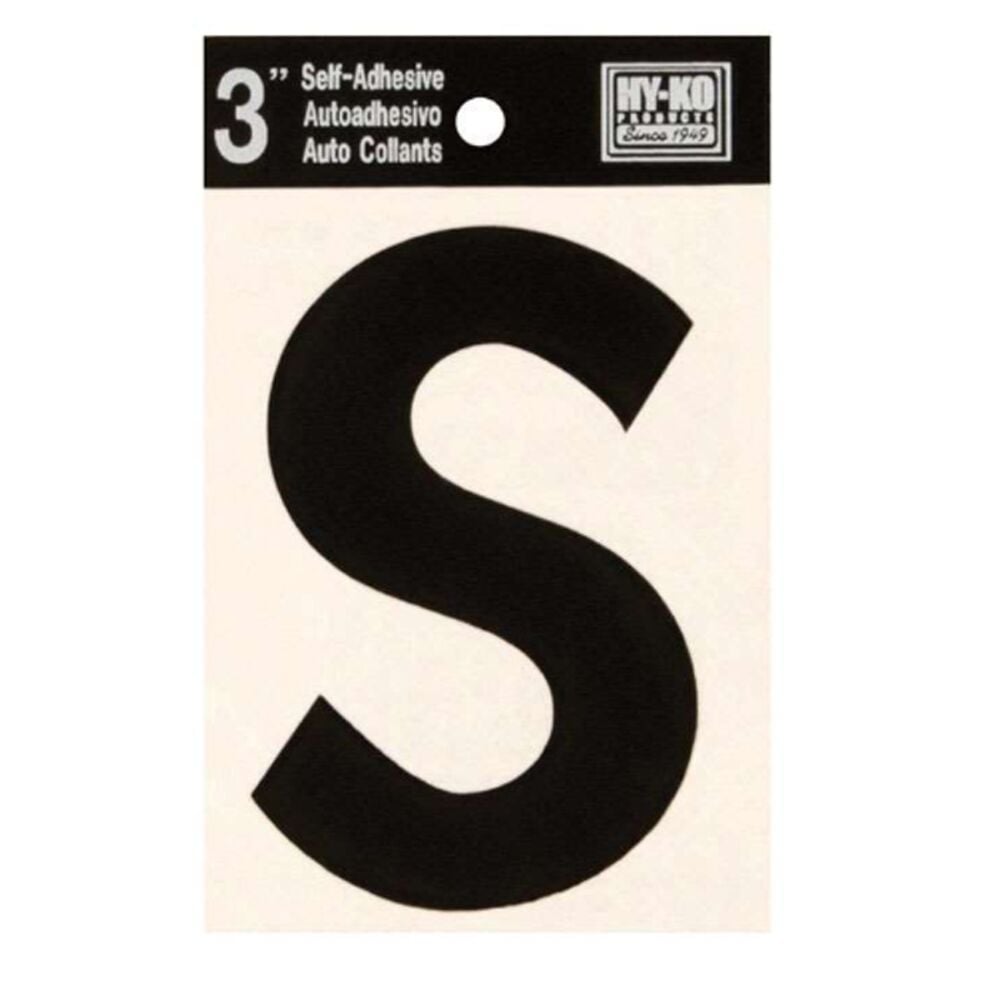 image of Black Vinyl Letter S Self-Adhesive 