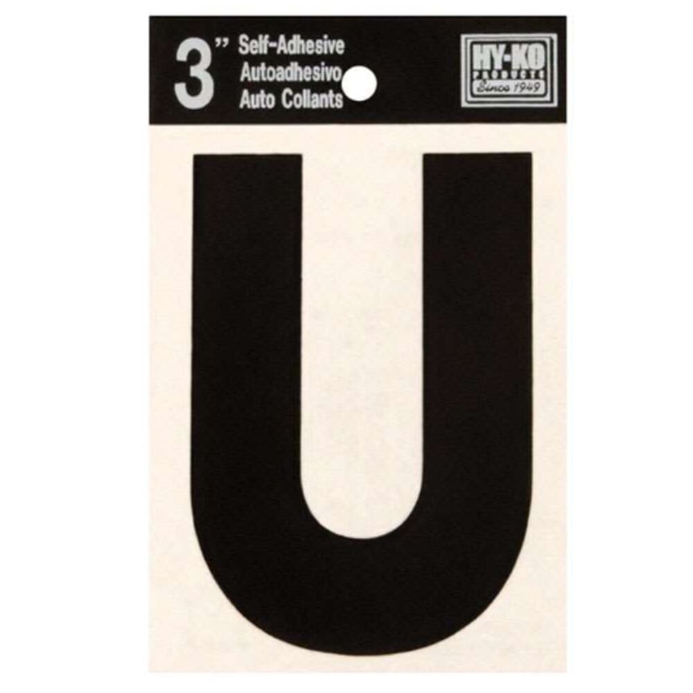 image of Black Vinyl Letter U Self-Adhesive 
