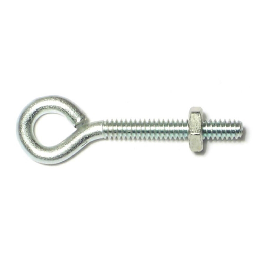 image of Eye Bolts with Nuts, 7/32-24 x 2-1/8, Zinc, 1-Piece