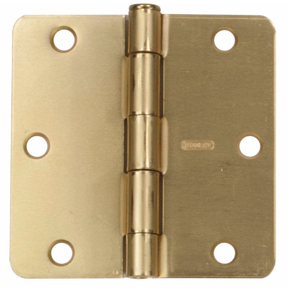 image of Door Hinge, Round Corner 3.5-Inch ~ Satin Brass Finish