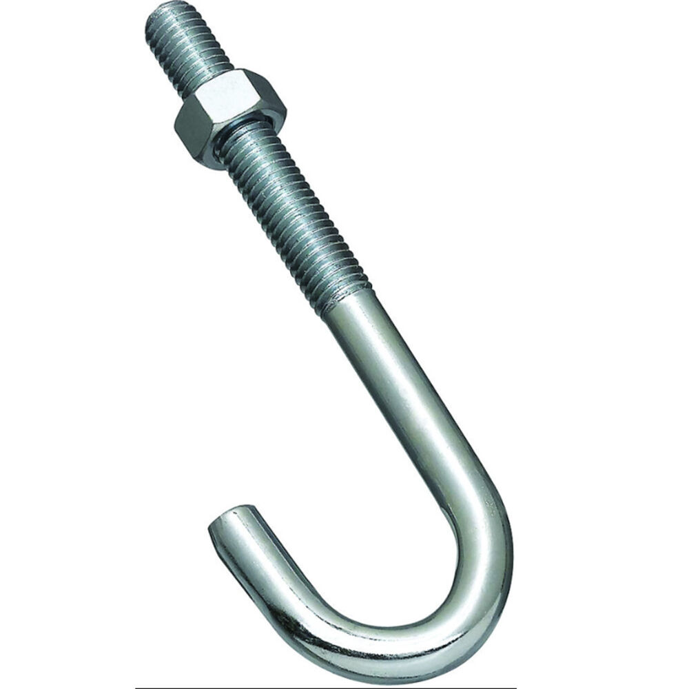 image of Zinc-Plated Silver Steel 6 in. L J-Bolt 425 lb. 1 pk