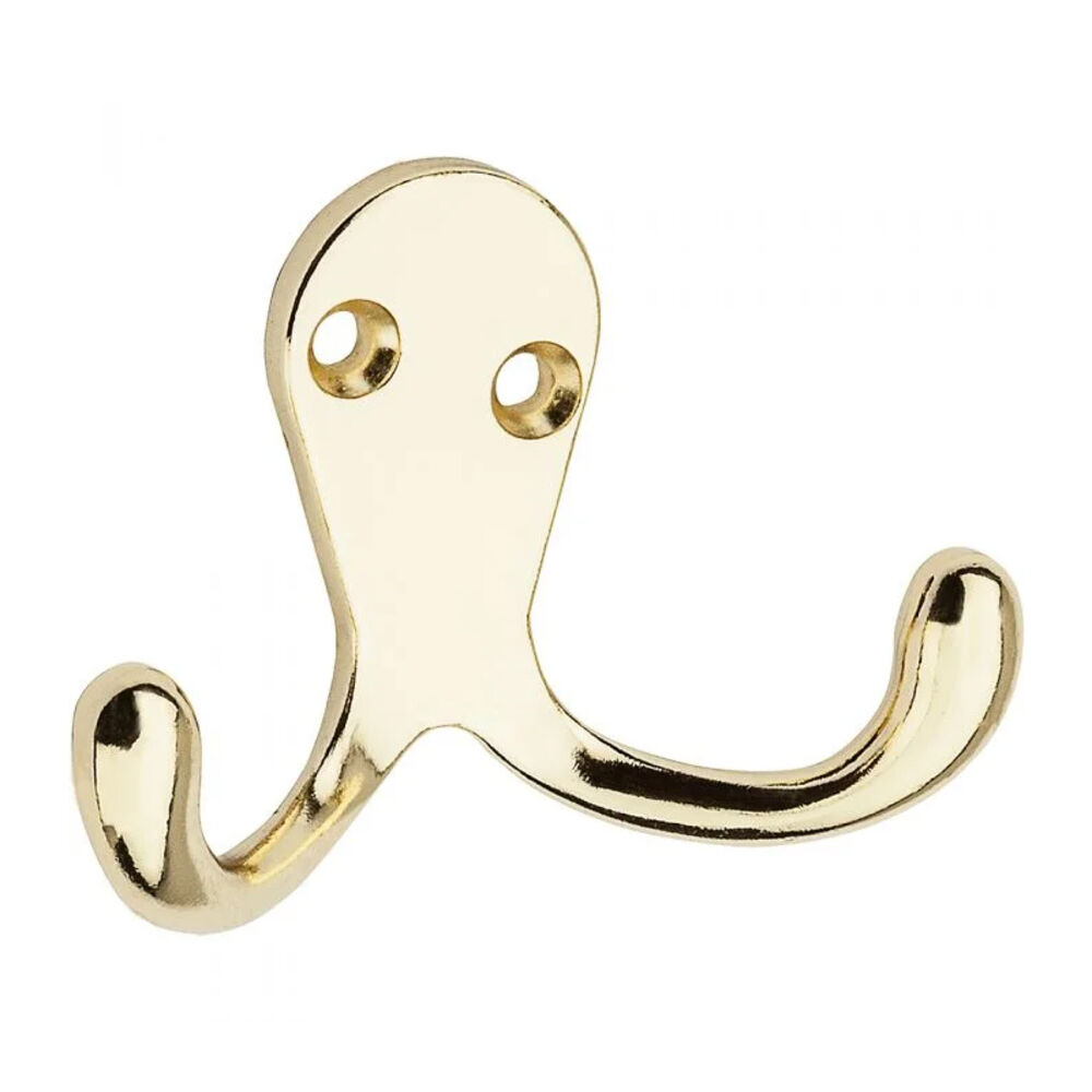 image of 163 Double Clothes Hooks in Brass - N199-224