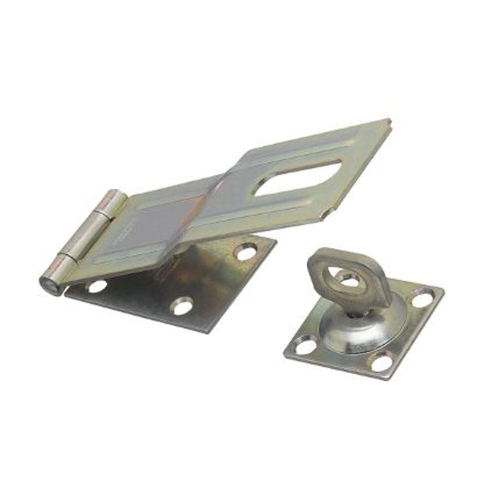 image of N102-962 Swivel Staple Safety Hasp 6 Inch Zinc Plated Steel