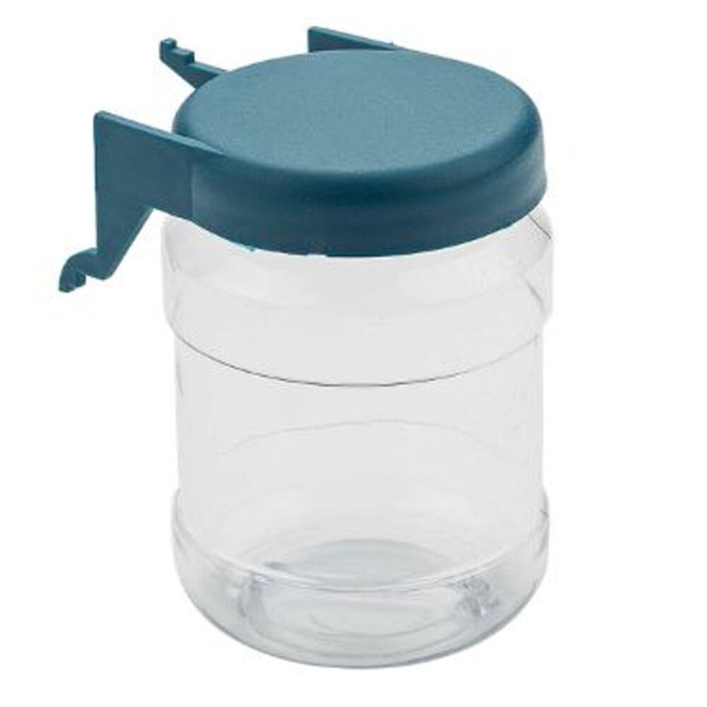 image of N112-064 Pegboard Hook Small Parts Organizer Clear Jar Blue Lids