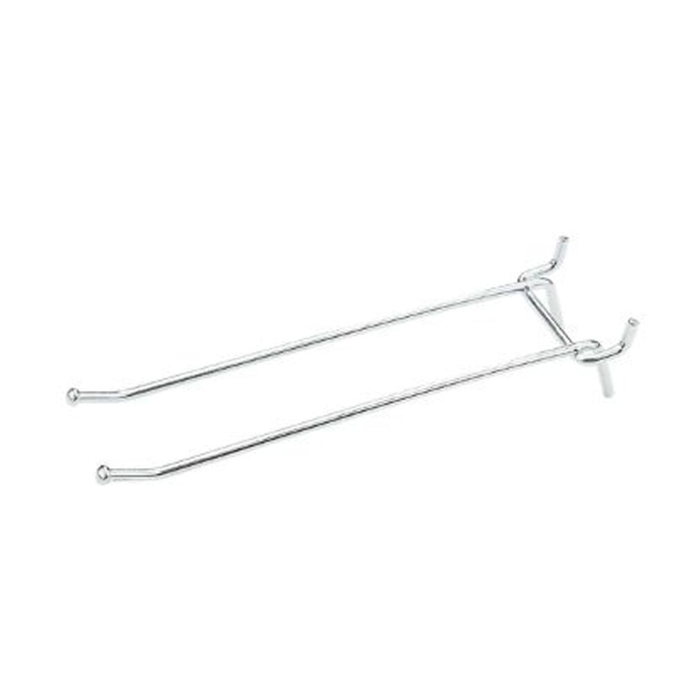 image of N180-038 Double Multi Fit Pegboard Hook 6 Inch Zinc Plated Steel 2 Pack