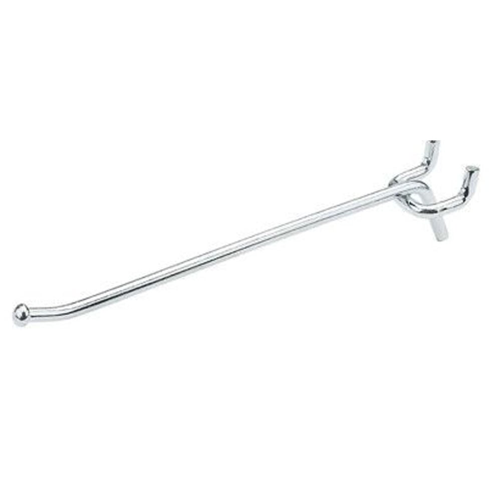 image of N180-012 Single Heavy Duty Pegboard Hooks 6 Inch Zinc Plated Steel 2 Pack