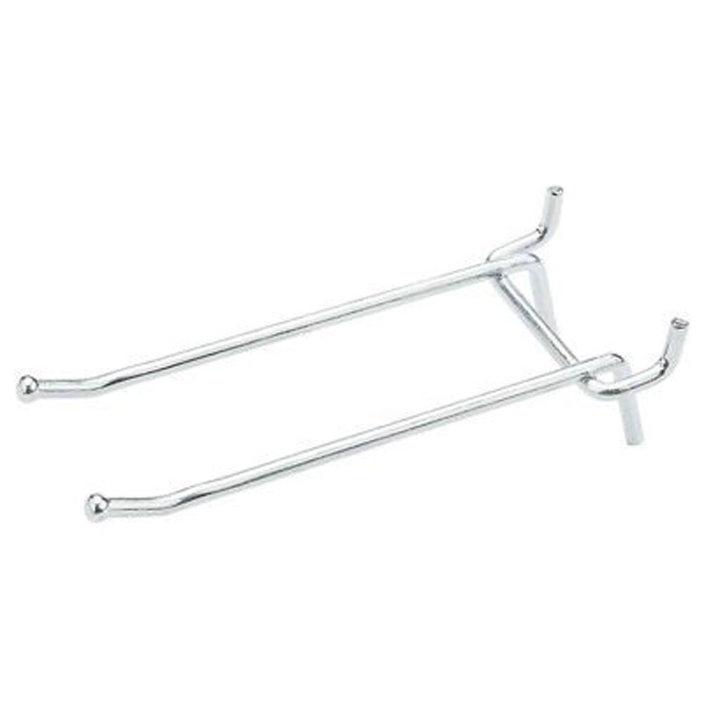 image of N180-037 Double Multi Fit Pegboard Hooks 4 Inch Zinc Plated Steel 2 Pack