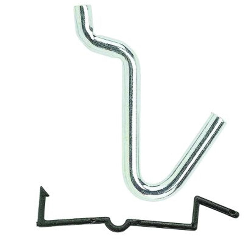 image of N180-022 Curved Multi Fit 1/4 Inch Pegboard Hooks With Locks Zinc Plated Steel