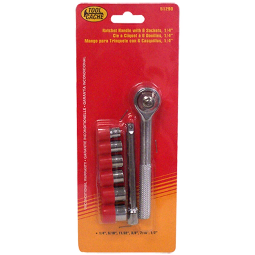 image of Ratchet Handle With G Sockets, 1/4-Inch
