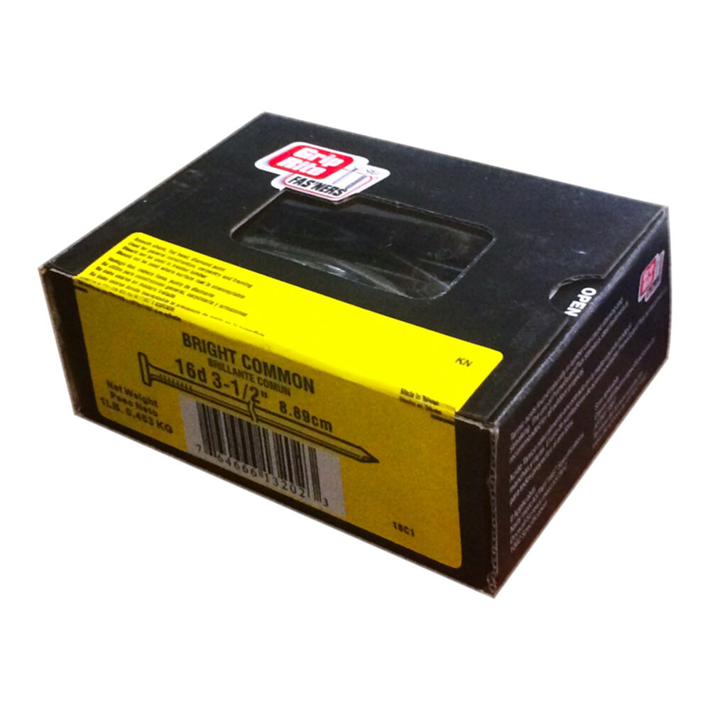 image of 16D 8 Gauge 11/32-Inch Head Bright Common 3-1/2-Inch Construction/Framing Nails 45 Pack
