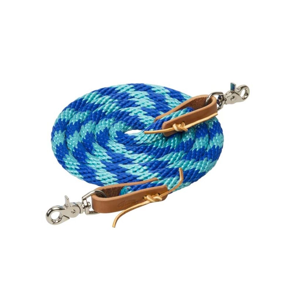 image of Poly Roper Reins with Scissor Snap, 5/8-inch x 8-foot, Dazzling Blue/Turquoise