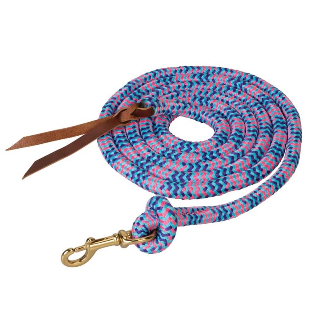 image of Poly Cowboy Lead with Snap- Black/Red/Gray, 5/8 in x 10 ft