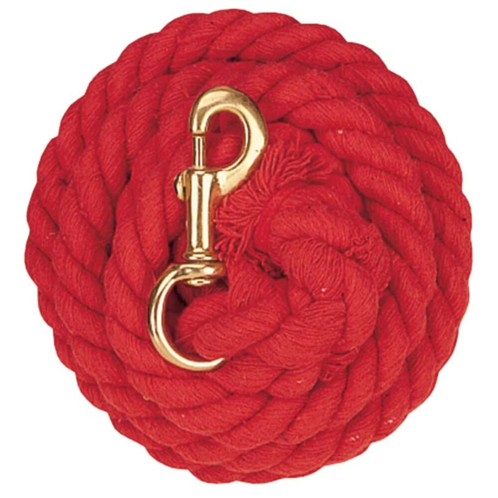 image of Solid Color Cotton Lead Rope with Solid Brass 225 Snap, Red