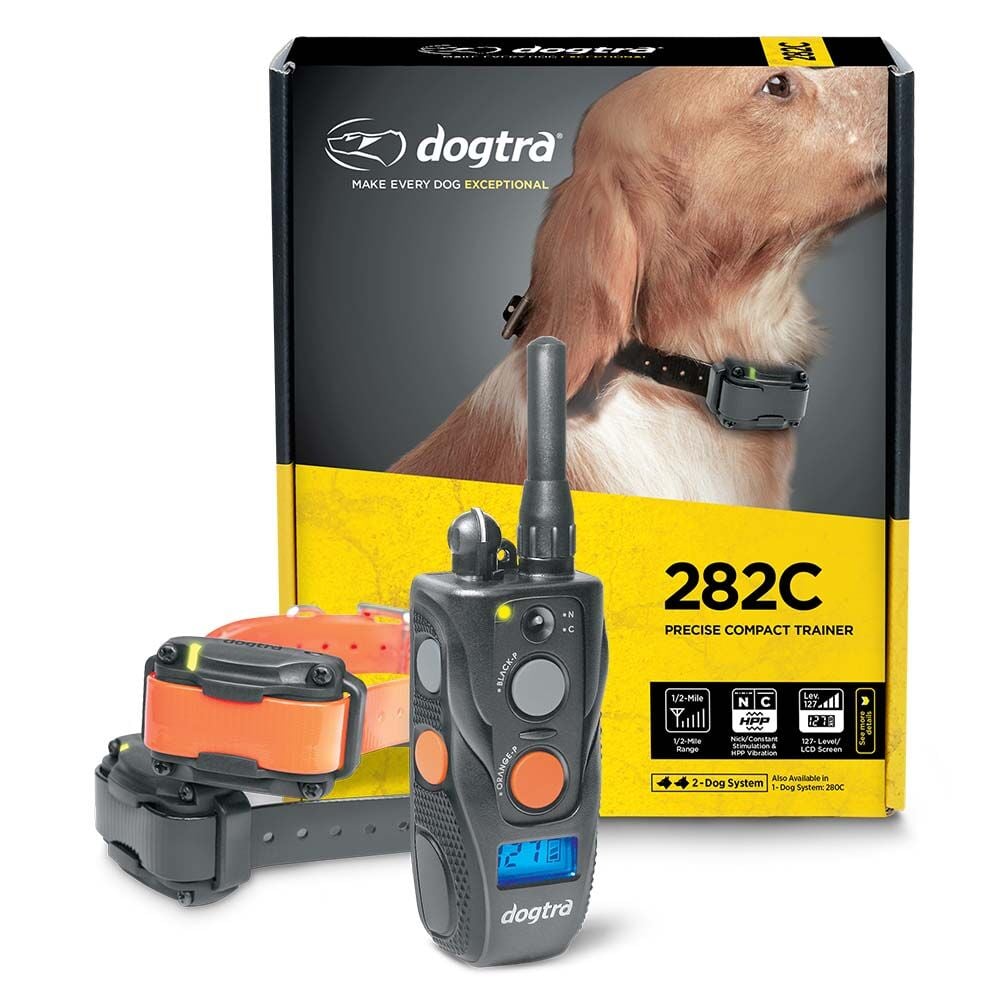 image of 282C Waterproof 127-Level Precise Control LCD Screen ½-Mile 2-Dog Remote Training Dog E-Collar