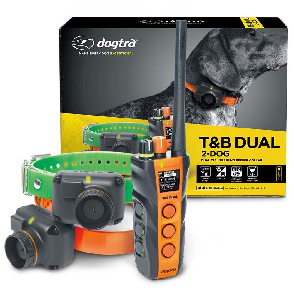 image of T&B DUAL 2-DOG Long Range 1.5-Mile Expandable DUAL DIAL Training & Beeper Remote Dog Training E-Collar