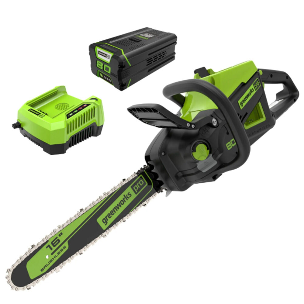 image of 80V 16 in 2kW Cordless Battery Chainsaw with 4Ah Battery and Charger
