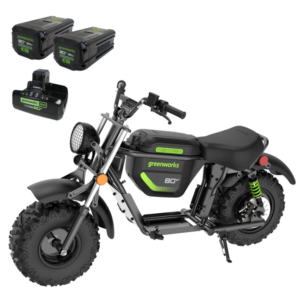 image of 80V Stealth Series Electric Mini-Bike with Two 8Ah Batteries and Dual-Port Rapid Charger