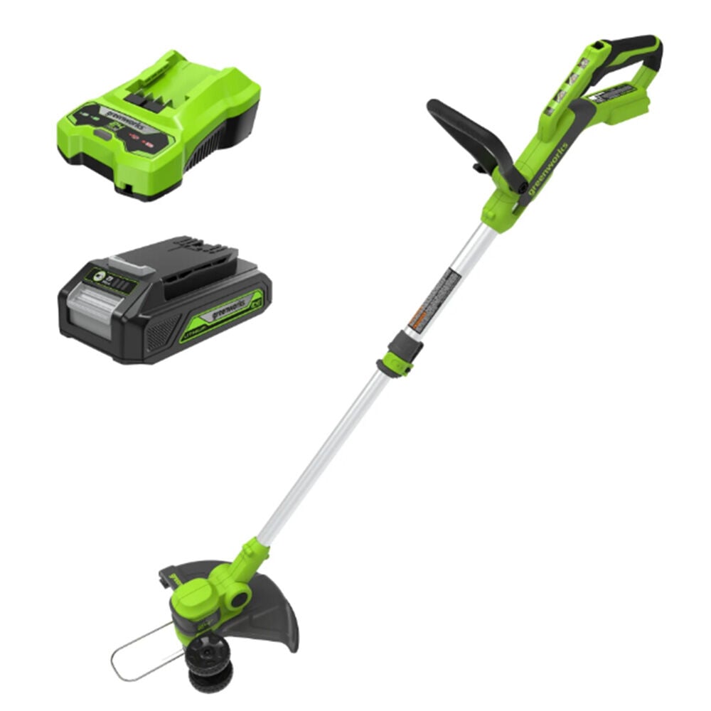 image of 24V 12 in Cordless Battery String Trimmer and Edger with 2Ah USB Battery and Charger
