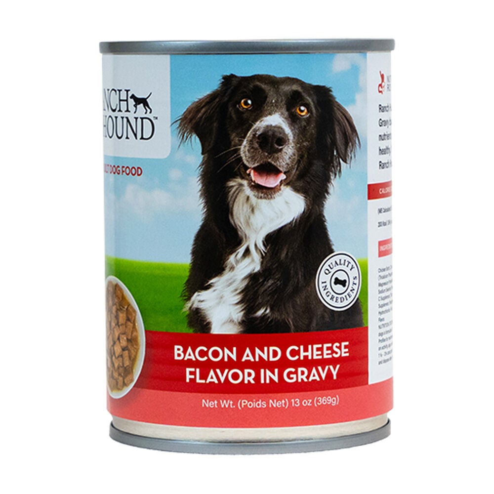 image of Wet Dog Food- Bacon and Cheese in Gravy, 13 oz