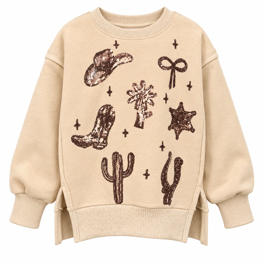 image of Kids' Western Sequin Long Sleeve Sweatshirt
