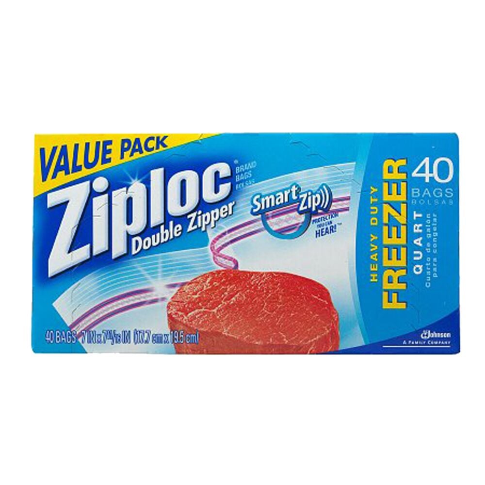 image of SC Johnson Ziploc Freezer Bags, 1 qt, 40 count
