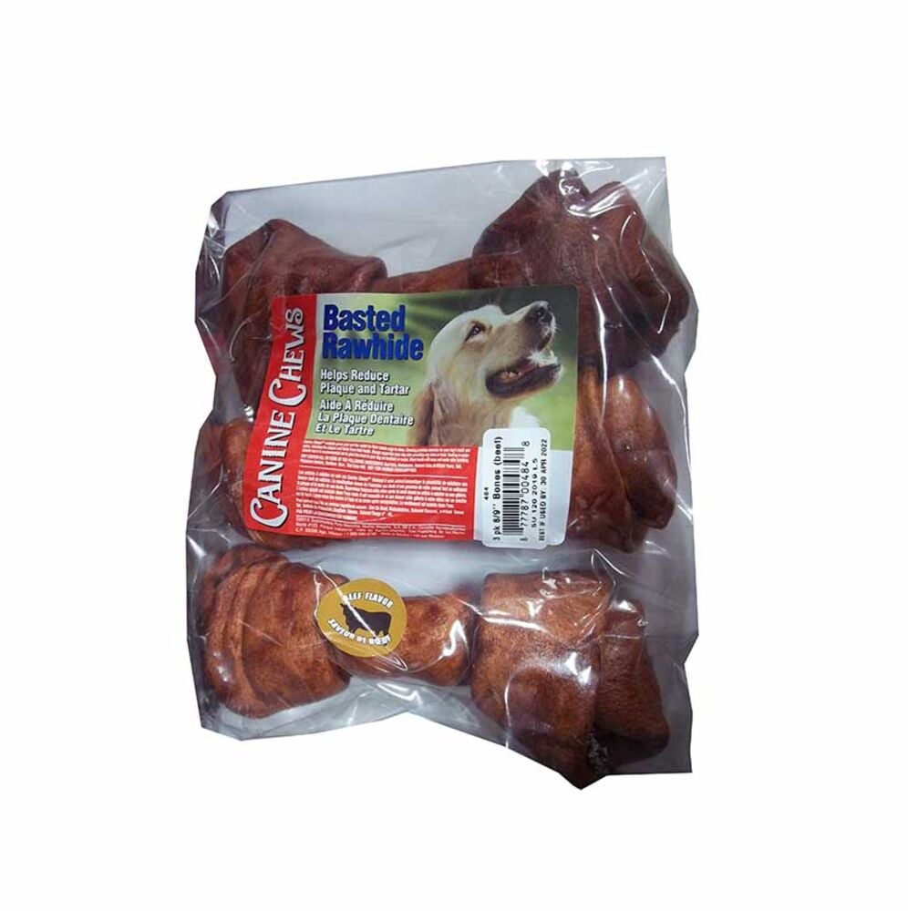 image of Beef Basted Rawhid 8-in to 9-in Bone, 3 pack